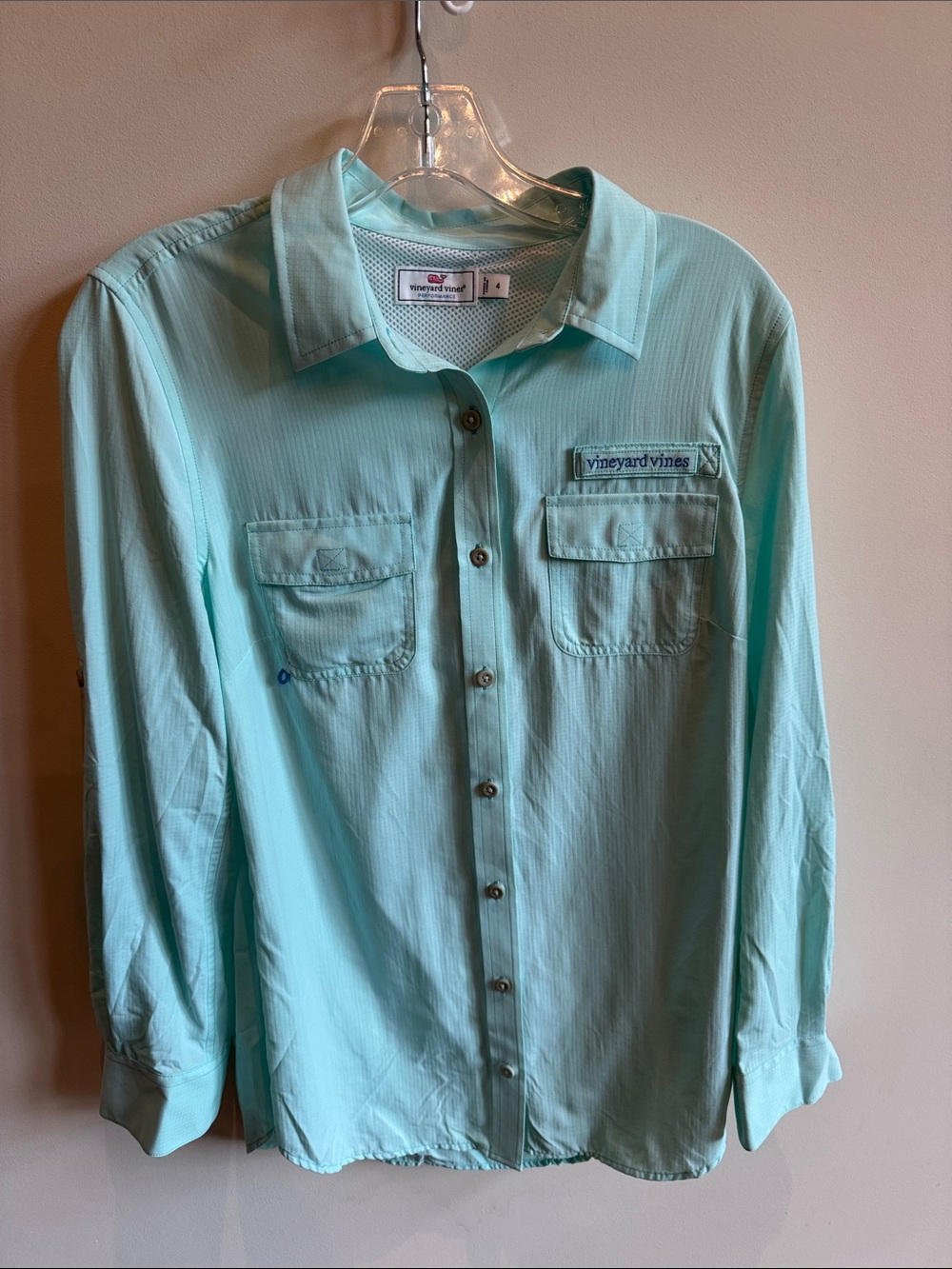 Vineyard Vines Men's Long-Sleeve Button-Down Shirt in Seafoam Green